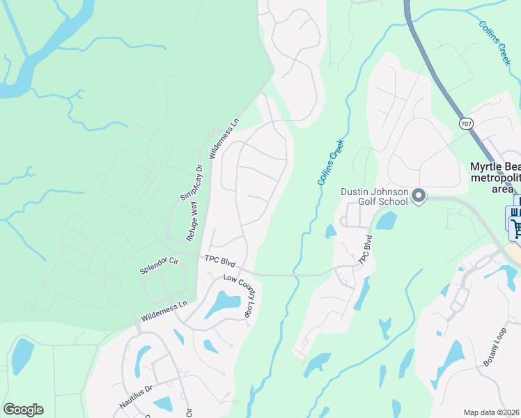 map of restaurants, bars, coffee shops, grocery stores, and more near 121 Sugar Loaf Lane in Murrells Inlet