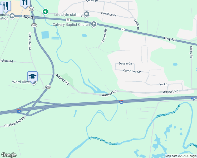 map of restaurants, bars, coffee shops, grocery stores, and more near 235 Oakland Drive in Oxford