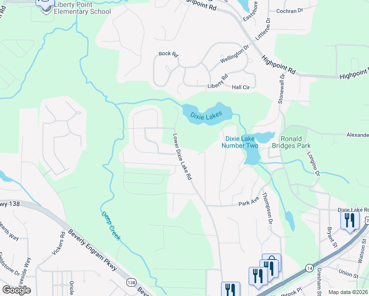 map of restaurants, bars, coffee shops, grocery stores, and more near 6185 Lower Dixie Lake Road in Union City