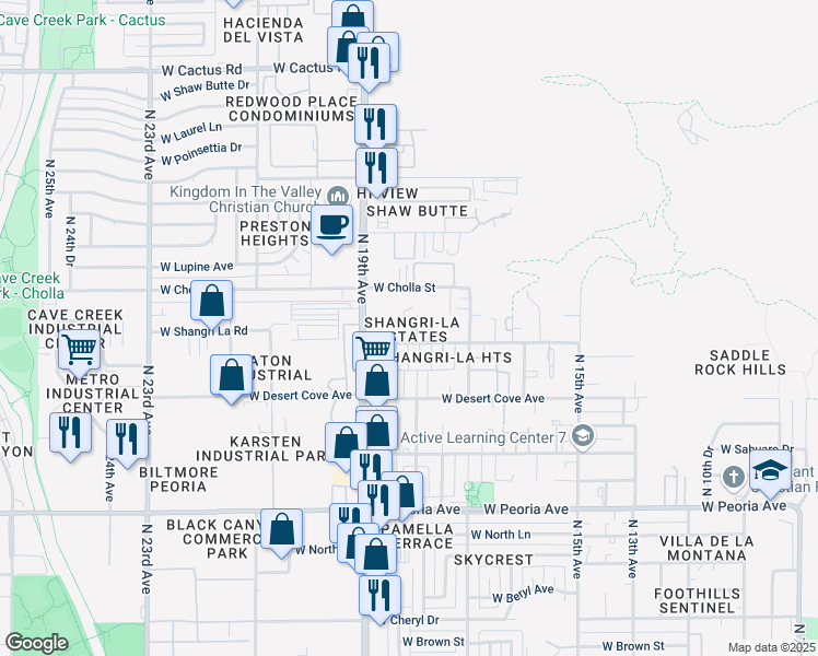 map of restaurants, bars, coffee shops, grocery stores, and more near 11213 North 18th Drive in Phoenix