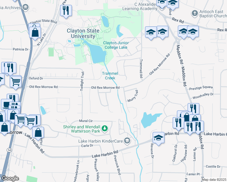 map of restaurants, bars, coffee shops, grocery stores, and more near 1967 Cornell Way in Morrow