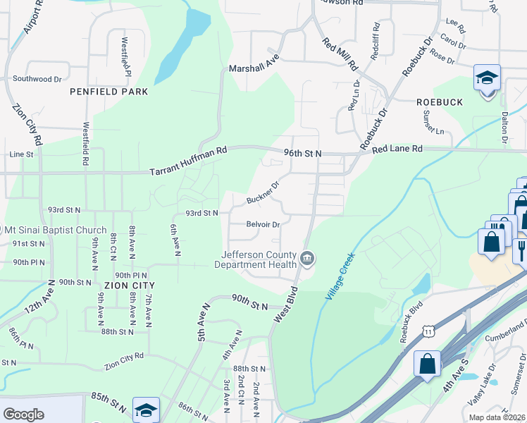 map of restaurants, bars, coffee shops, grocery stores, and more near 9301 Evans Circle in Birmingham