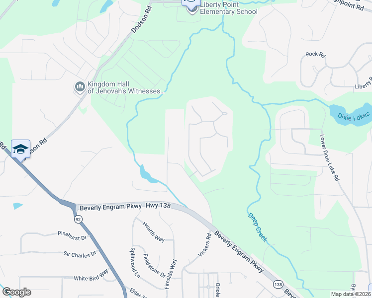 map of restaurants, bars, coffee shops, grocery stores, and more near 6125 Red Top Loop in Fairburn