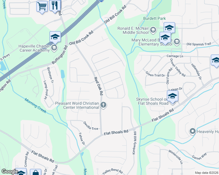 map of restaurants, bars, coffee shops, grocery stores, and more near 3220 Aspen Avenue in Atlanta