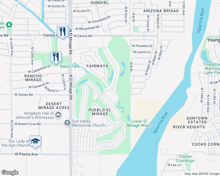 map of restaurants, bars, coffee shops, grocery stores, and more near 1307 West 17th Avenue in El Mirage