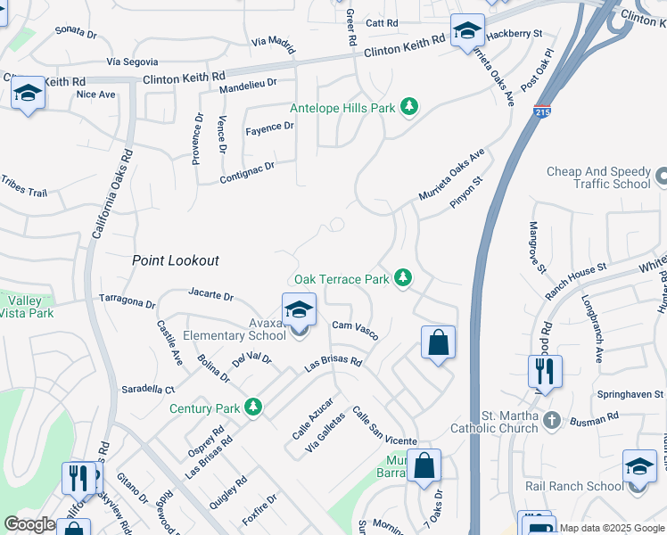 map of restaurants, bars, coffee shops, grocery stores, and more near 39025 Corte Pacheco in Murrieta