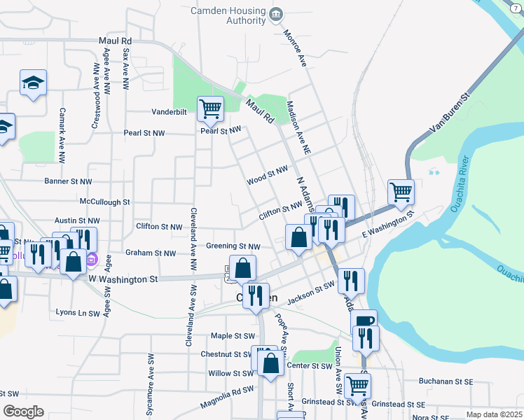 map of restaurants, bars, coffee shops, grocery stores, and more near 226 Clifton Street Northwest in Camden