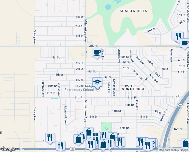 map of restaurants, bars, coffee shops, grocery stores, and more near 6330 9th Street in Lubbock