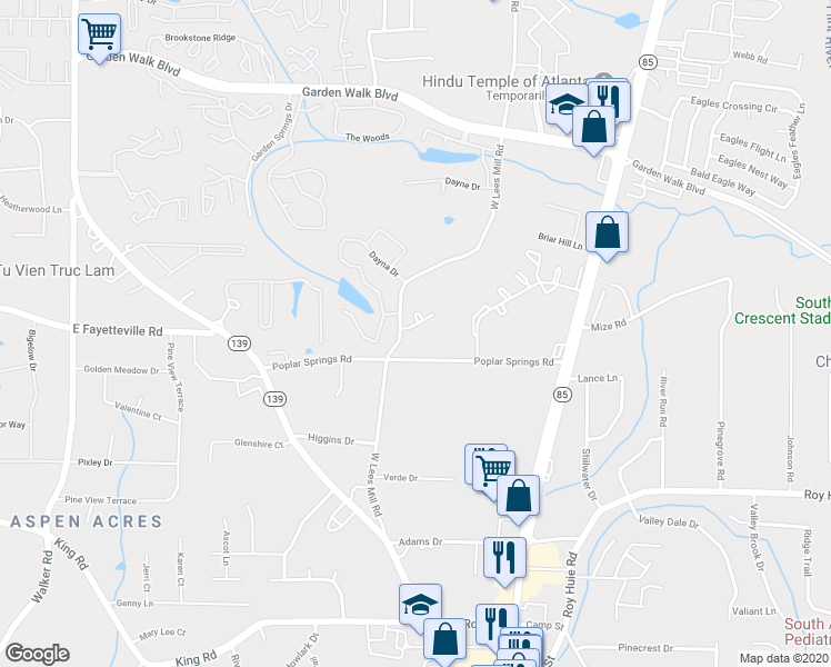 map of restaurants, bars, coffee shops, grocery stores, and more near 828 Overlook Terrace in Atlanta