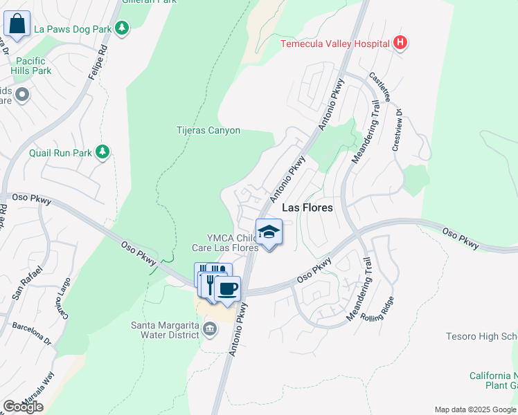 map of restaurants, bars, coffee shops, grocery stores, and more near 284 Sable in Rancho Santa Margarita
