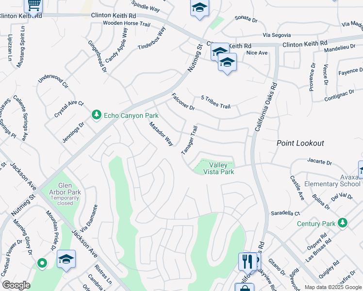 map of restaurants, bars, coffee shops, grocery stores, and more near 39863 Tanager Trail in Murrieta