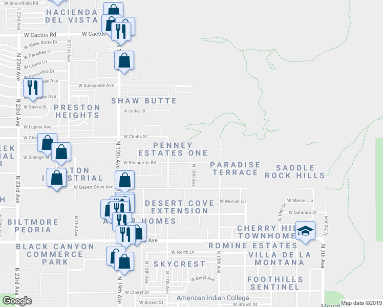 map of restaurants, bars, coffee shops, grocery stores, and more near 11223 North 16th Drive in Phoenix
