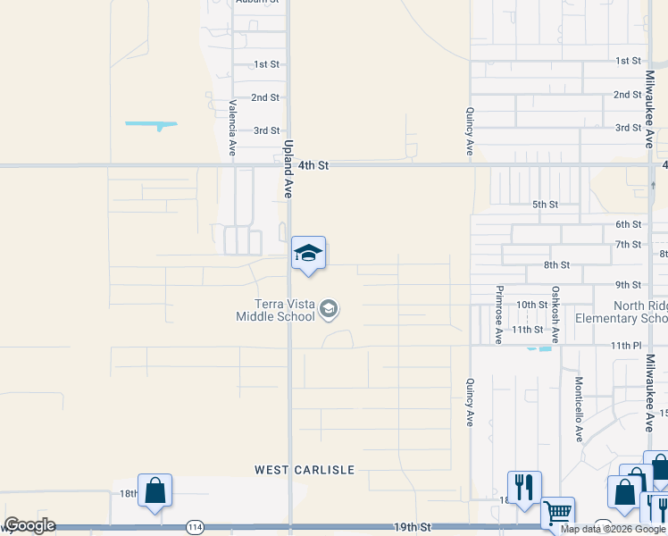 map of restaurants, bars, coffee shops, grocery stores, and more near 1111 Upland Avenue in Lubbock