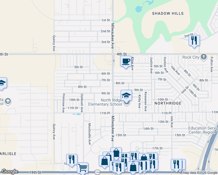 map of restaurants, bars, coffee shops, grocery stores, and more near 6509 8th Street in Lubbock