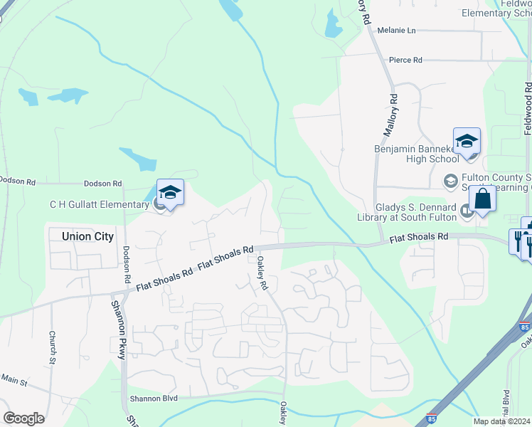 map of restaurants, bars, coffee shops, grocery stores, and more near 105 Bagby Court in Union City