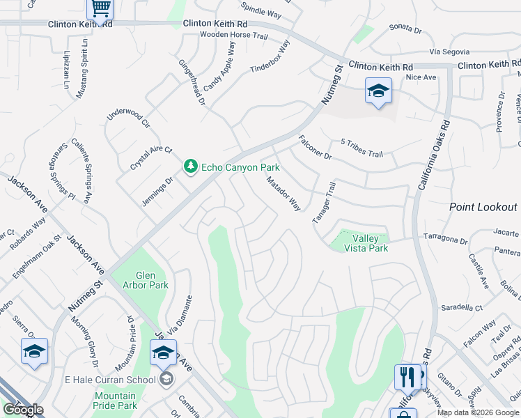 map of restaurants, bars, coffee shops, grocery stores, and more near 40239 Vía Ambiente in Murrieta