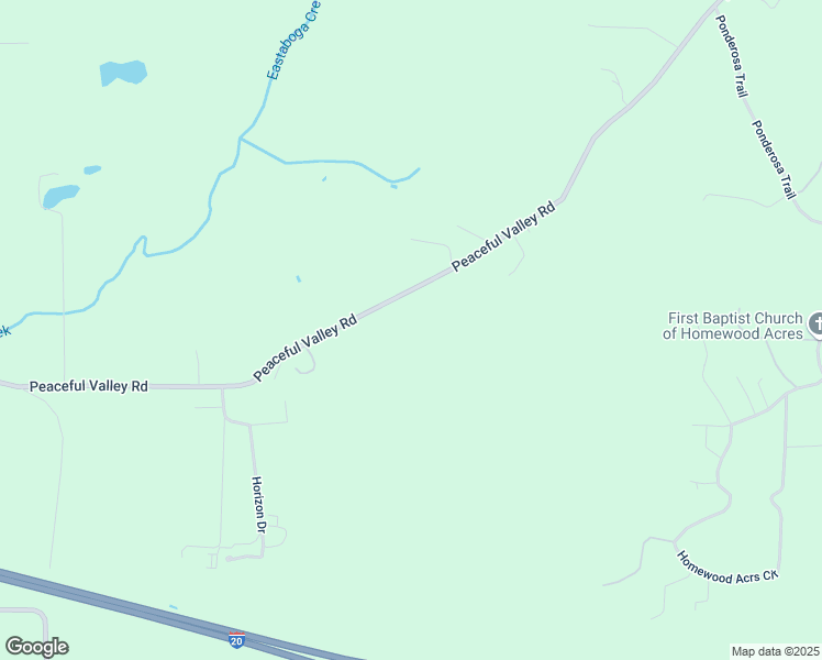 map of restaurants, bars, coffee shops, grocery stores, and more near 1685 Peaceful Valley Road in Talladega County