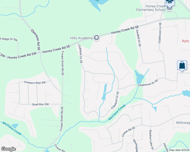 map of restaurants, bars, coffee shops, grocery stores, and more near 391 Mccoy Drive Souteast in Conyers