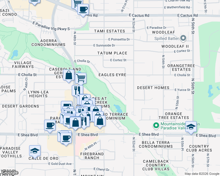 map of restaurants, bars, coffee shops, grocery stores, and more near 11066 North 50th Street in Scottsdale