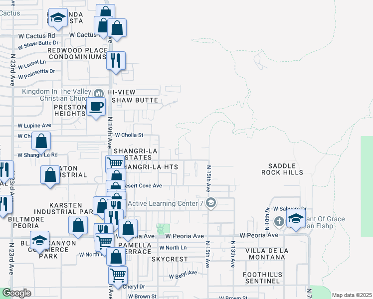 map of restaurants, bars, coffee shops, grocery stores, and more near 11223 North 16th Drive in Phoenix