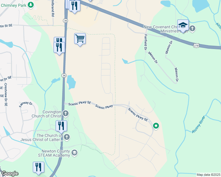 map of restaurants, bars, coffee shops, grocery stores, and more near 11824 Rizvan Place in Covington