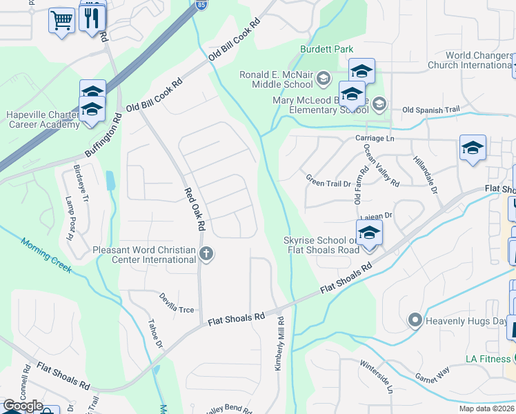 map of restaurants, bars, coffee shops, grocery stores, and more near 3155 Aspen Avenue in Atlanta