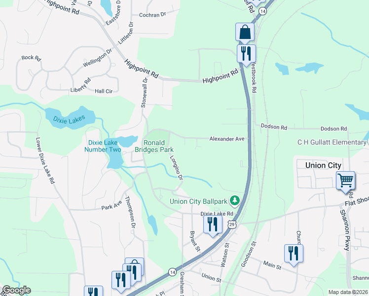 map of restaurants, bars, coffee shops, grocery stores, and more near 5100 Alexander Avenue in Union City