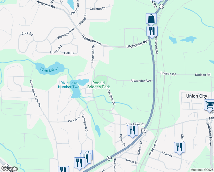 map of restaurants, bars, coffee shops, grocery stores, and more near 5285 Lakeside Drive in Union City