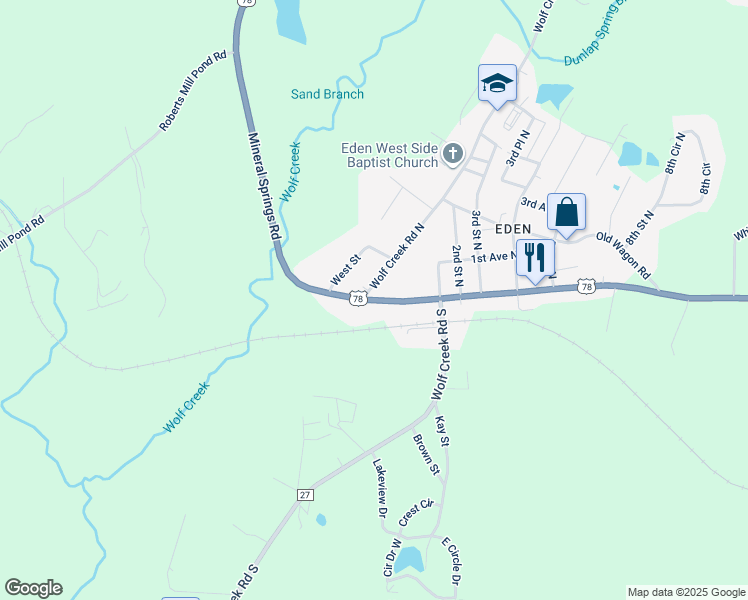map of restaurants, bars, coffee shops, grocery stores, and more near 11 Cogswell Avenue in Pell City