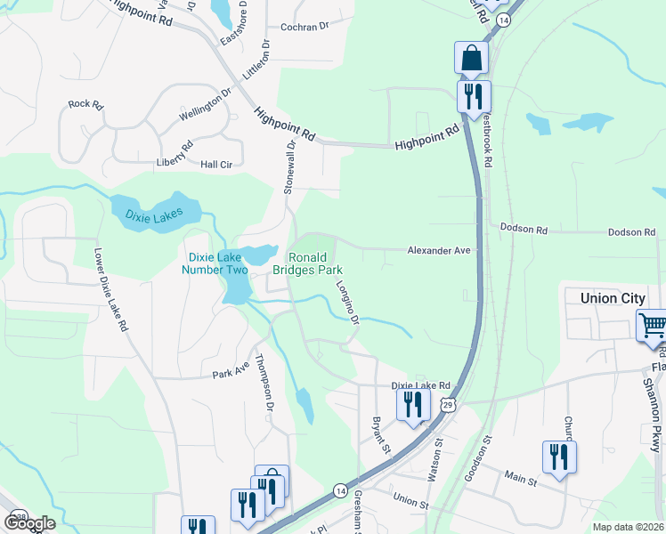 map of restaurants, bars, coffee shops, grocery stores, and more near 5285 Lakeside Drive in Union City