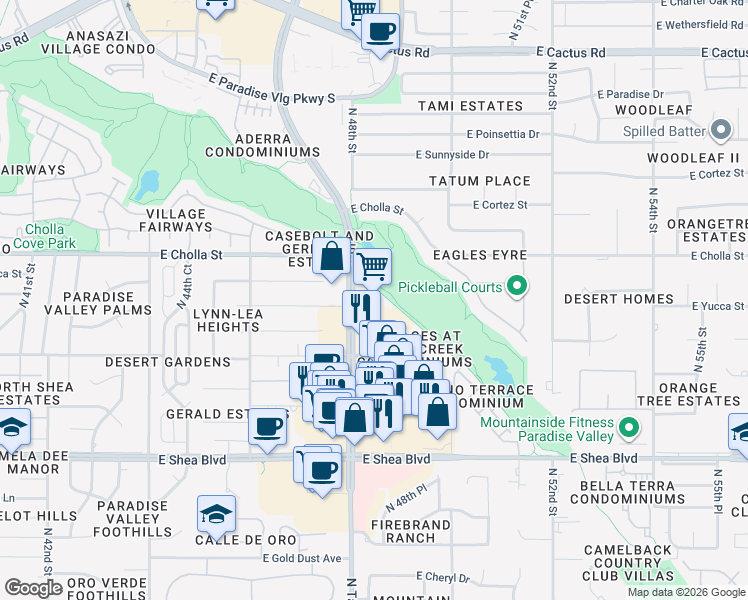 map of restaurants, bars, coffee shops, grocery stores, and more near 11201 North Tatum Boulevard in Phoenix