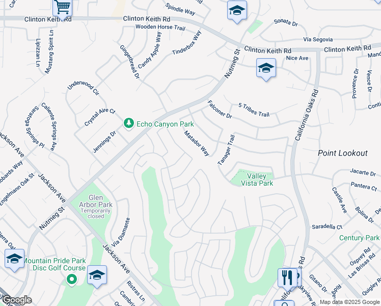 map of restaurants, bars, coffee shops, grocery stores, and more near 23850 Vía Barletta in Murrieta