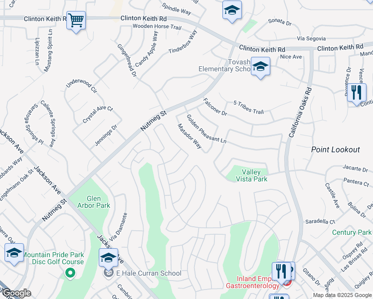 map of restaurants, bars, coffee shops, grocery stores, and more near 23850 Vía Barletta in Murrieta