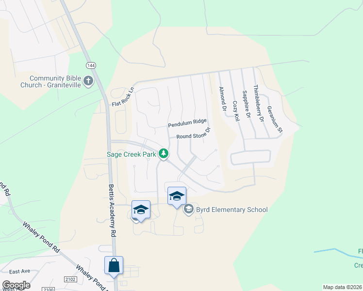 map of restaurants, bars, coffee shops, grocery stores, and more near 2170 Winding Trail Road in Graniteville