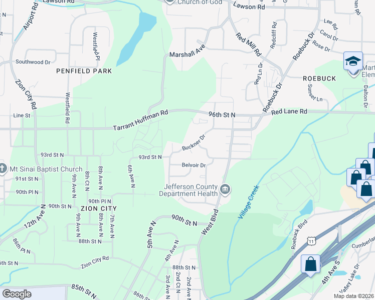 map of restaurants, bars, coffee shops, grocery stores, and more near 9301 Evans Circle in Birmingham