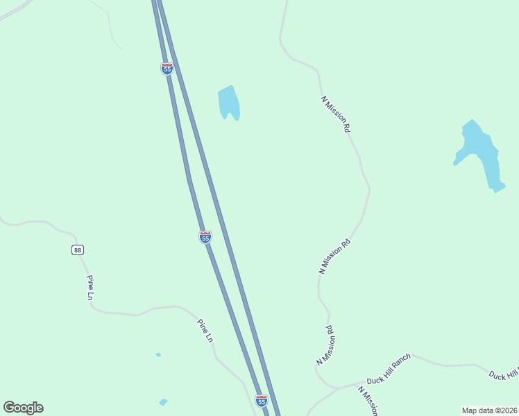 map of restaurants, bars, coffee shops, grocery stores, and more near Interstate 55 in Duck Hill