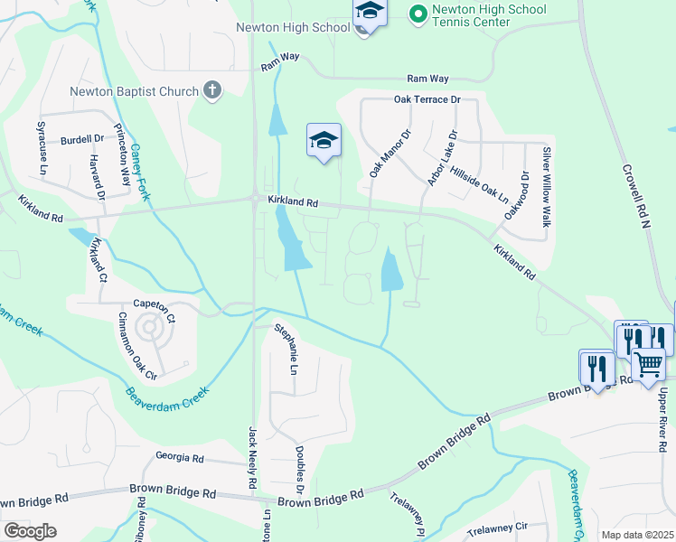 map of restaurants, bars, coffee shops, grocery stores, and more near 50 Village Walk in Covington