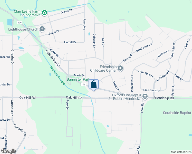 map of restaurants, bars, coffee shops, grocery stores, and more near 1703 Samantha Drive in Oxford