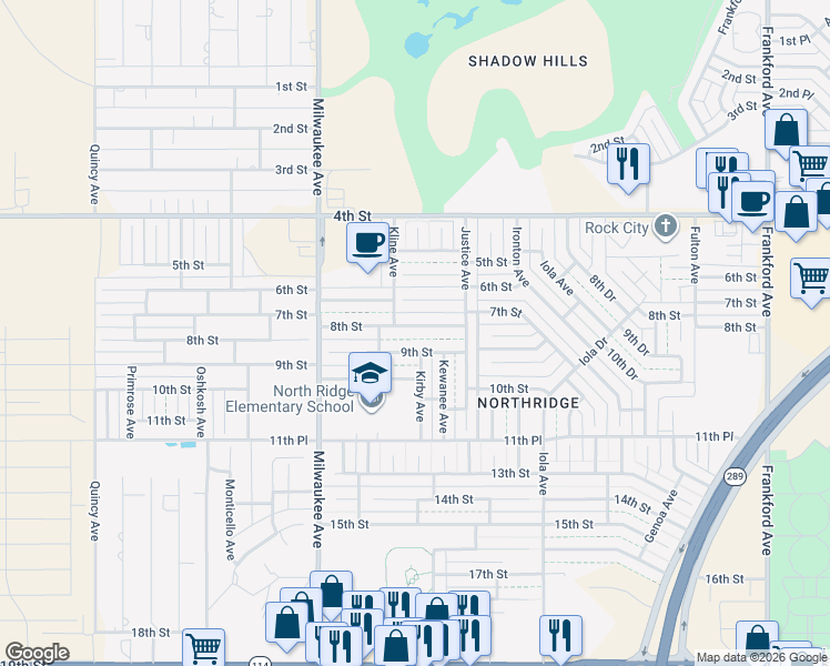 map of restaurants, bars, coffee shops, grocery stores, and more near 6219 8th Street in Lubbock