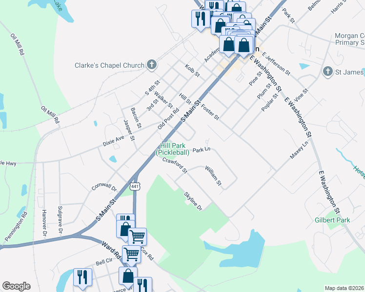 map of restaurants, bars, coffee shops, grocery stores, and more near 801 Park Lane in Madison