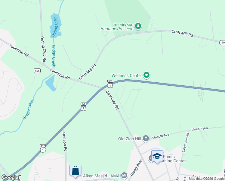 map of restaurants, bars, coffee shops, grocery stores, and more near 2027-2365 Vaucluse Road in Aiken