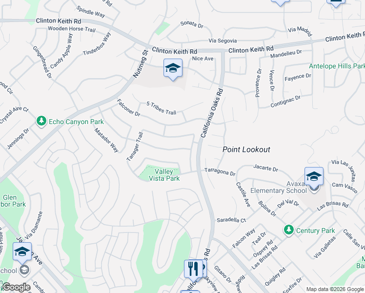 map of restaurants, bars, coffee shops, grocery stores, and more near 24108 Golden Pheasant Lane in Murrieta