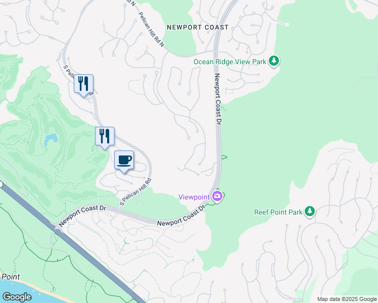 map of restaurants, bars, coffee shops, grocery stores, and more near 3 Avalon Vista in Newport Beach