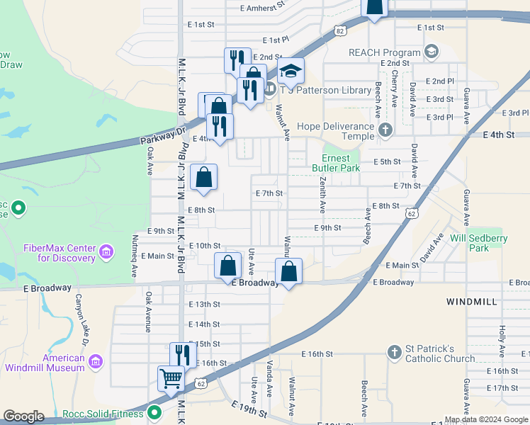 map of restaurants, bars, coffee shops, grocery stores, and more near 809 Ute Avenue in Lubbock