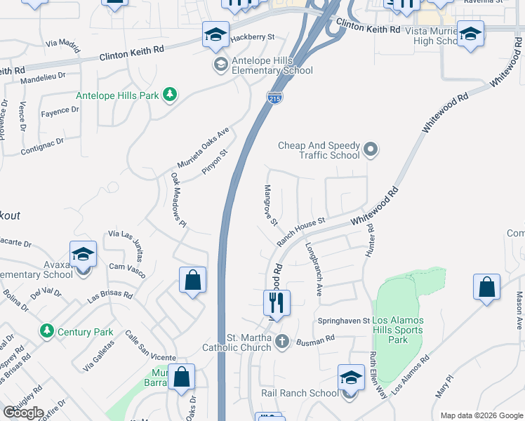 map of restaurants, bars, coffee shops, grocery stores, and more near 27576 Brentstone Way in Murrieta