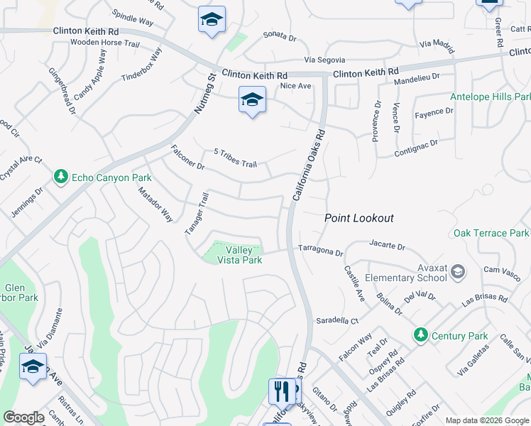 map of restaurants, bars, coffee shops, grocery stores, and more near 24111 Golden Pheasant Lane in Murrieta