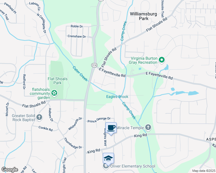 map of restaurants, bars, coffee shops, grocery stores, and more near 1702 Camden Forrest Tr in Riverdale