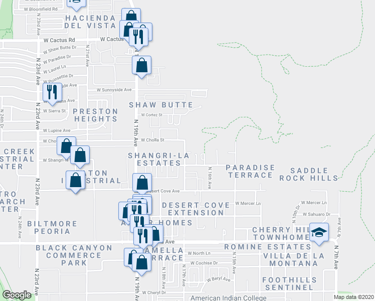 map of restaurants, bars, coffee shops, grocery stores, and more near 11229 North 17th Avenue in Phoenix