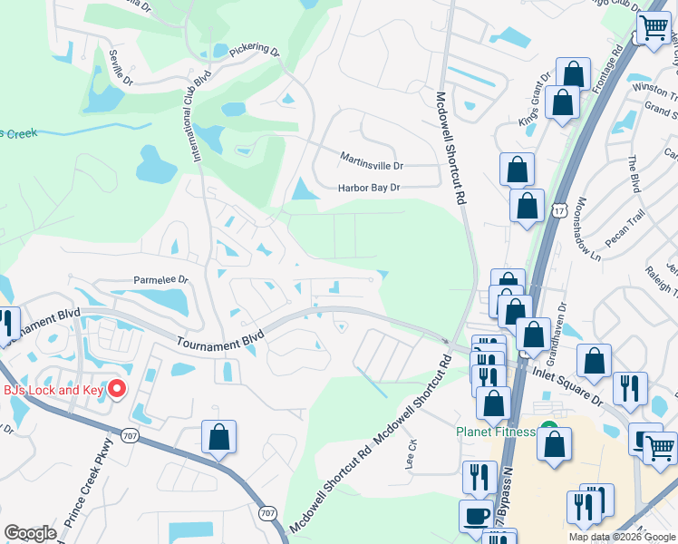 map of restaurants, bars, coffee shops, grocery stores, and more near 9903 Largo Court in Murrells Inlet