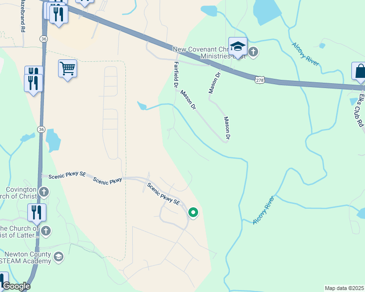 map of restaurants, bars, coffee shops, grocery stores, and more near 960 Todd Drive in Covington